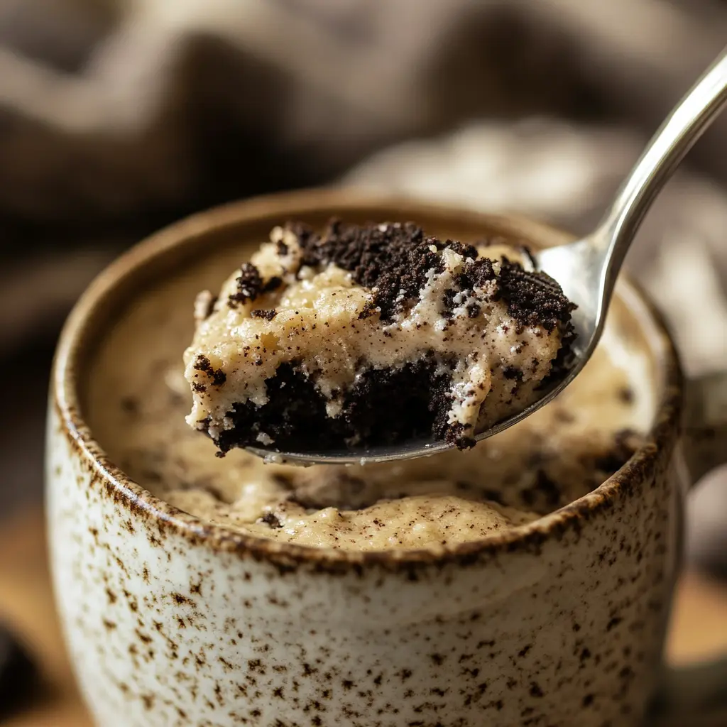2-Ingredient Oreo Mug Cake A spoonful of warm 2-Ingredient Oreo Mug Cake