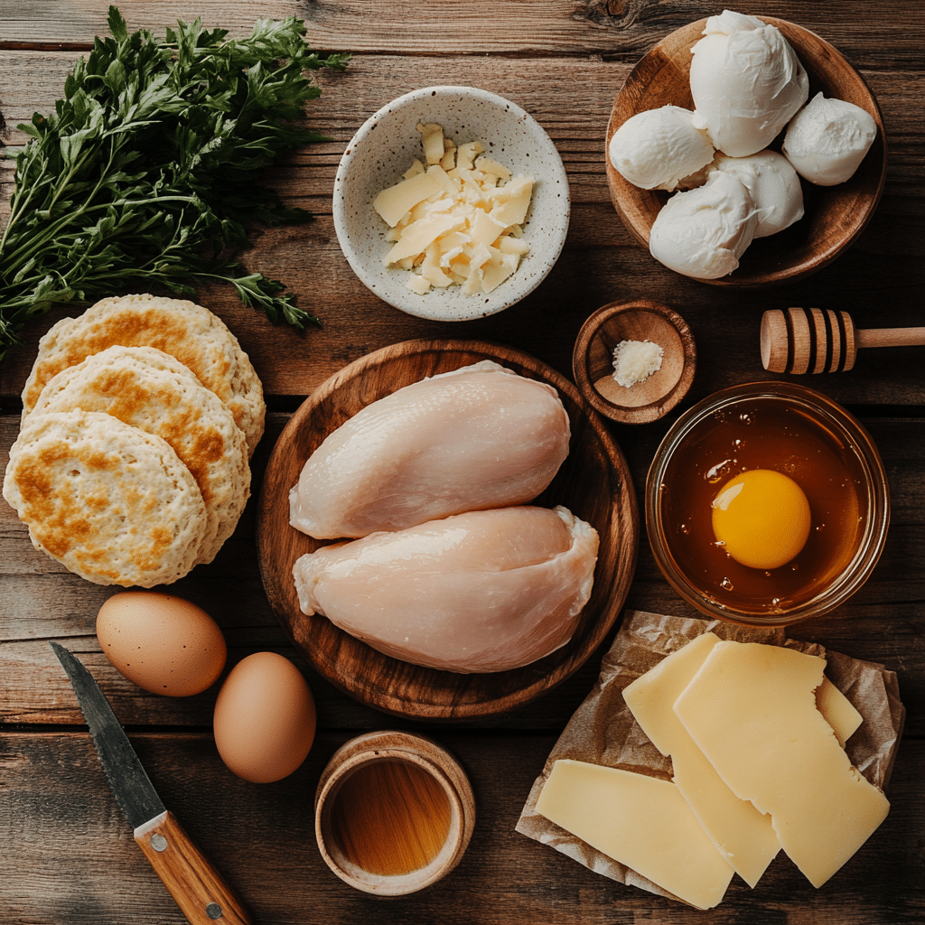 Ingredients for homemade Chick-fil-A inspired breakfast