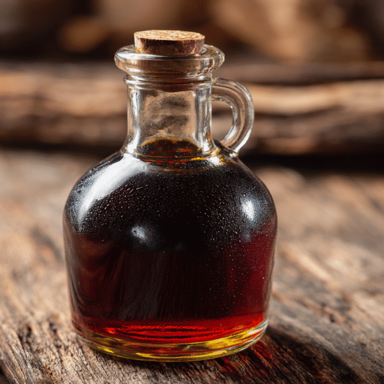 Ingredients for coffee vinegar laid out on a rustic wooden table