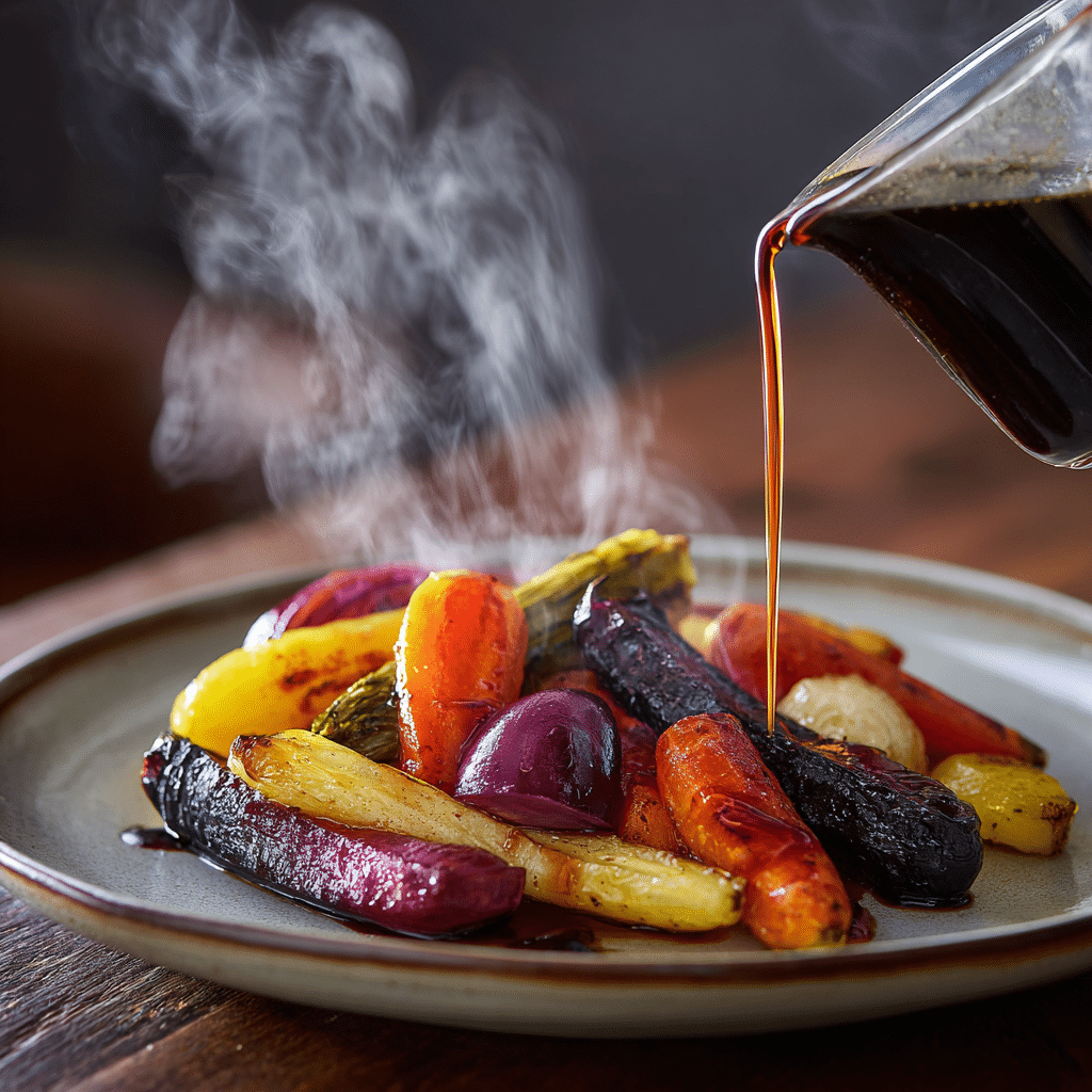 Coffee Vinegar – Serving Roasted vegetables with a drizzle of coffee vinegar. Coffee Vinegar Recipe