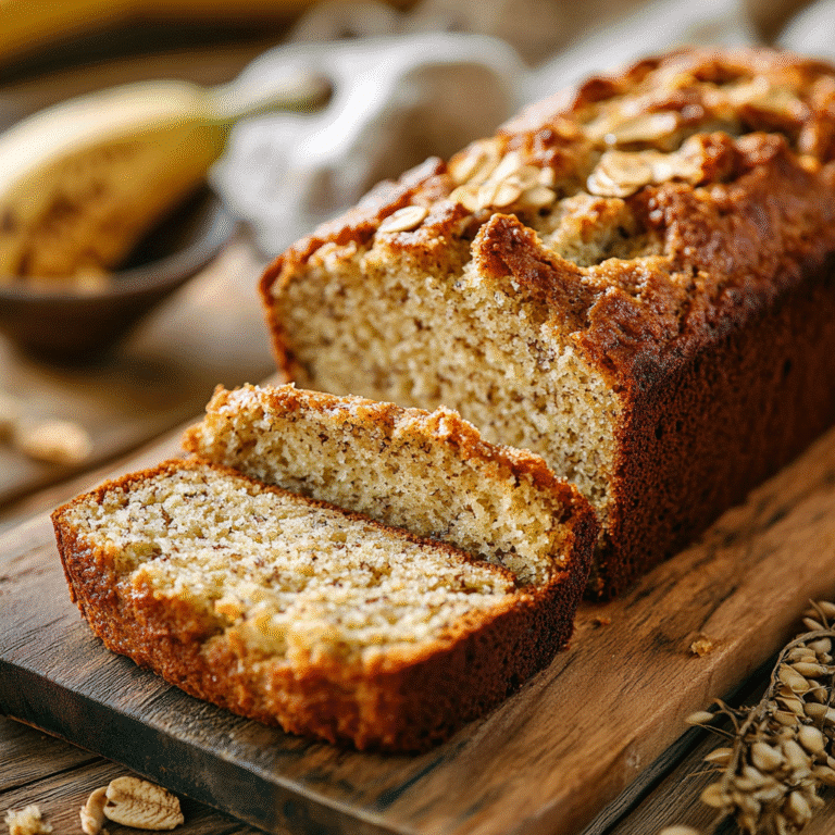 Freshly baked cottage cheese banana bread with golden crust