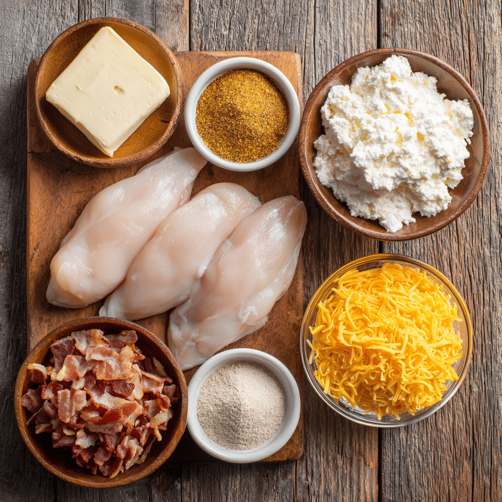 Crack Chicken Recipe ingredients Ingredients laid out for crack chicken recipe