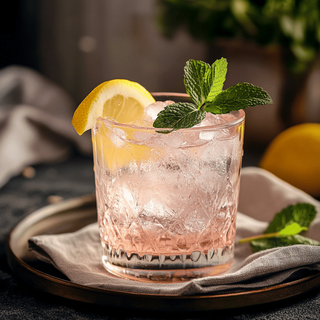 Pink Salt Trick – Served and Ready Pink salt drink served over ice with lemon and mint on a wooden tray