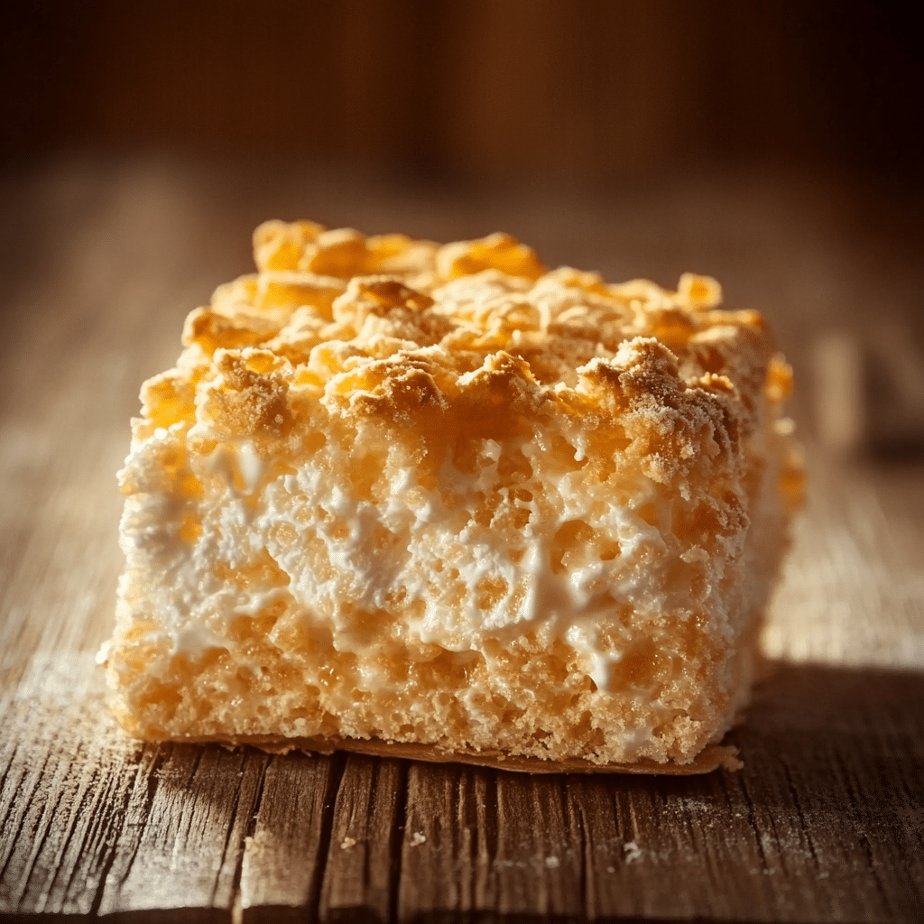 A close-up of Rice Krispie Ice Cream on a rustic table