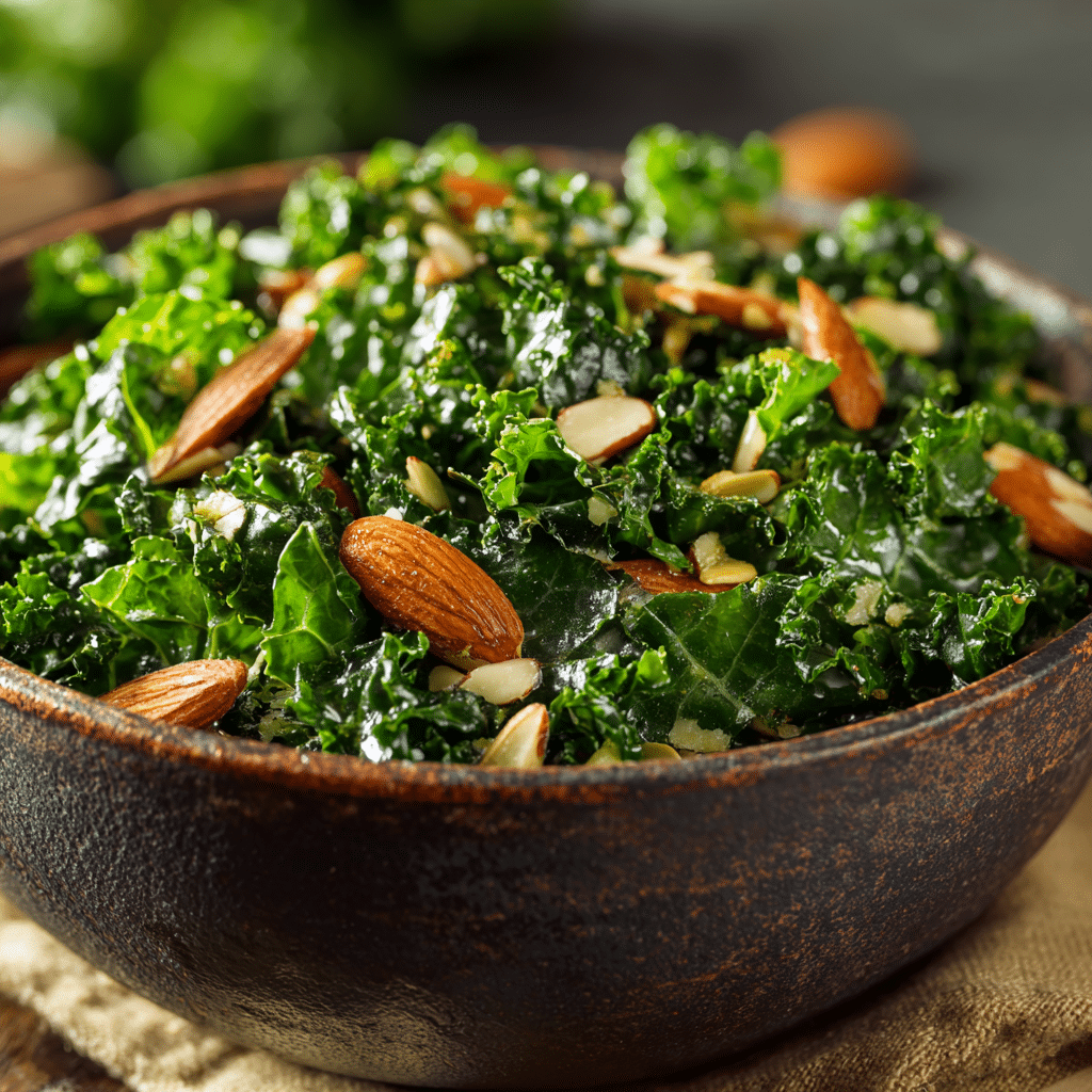 Served Chick Fil A Kale Salad Close-up of chick fil a kale salad in a rustic bowl
