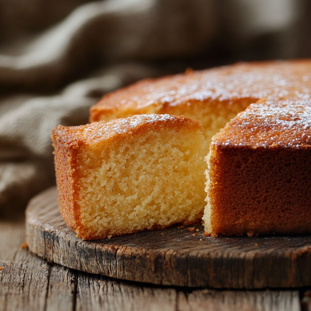 Slice of Sugar-Free Cake served on a ceramic plate.
