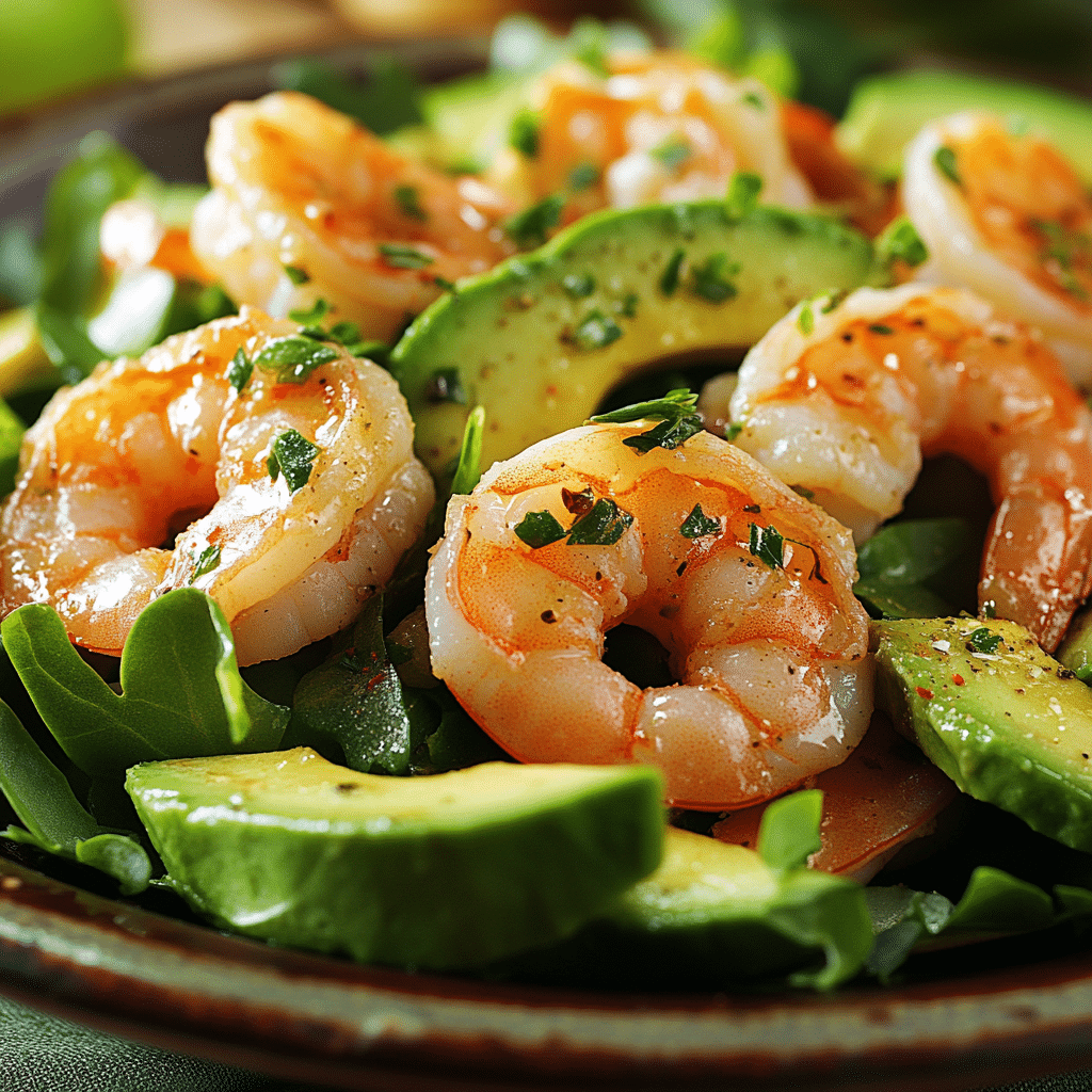 Plated shrimp and avocado salad served fresh with lime. Zesty Lime Shrimp and Avocado Salad